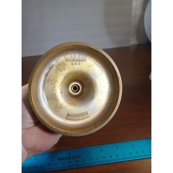 Vintage MADE IN USA Pair of SOLID BRASS CANDLE STICKS Nine Inches Tall - Picture 6 of 8